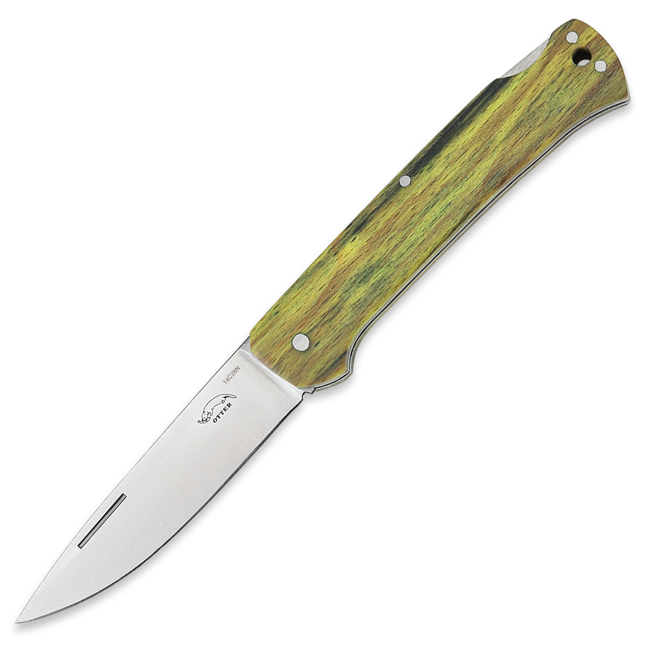 finn-stab-web OTTER "Finn" stab. Holz grün – Taschenmesser aus Solingen